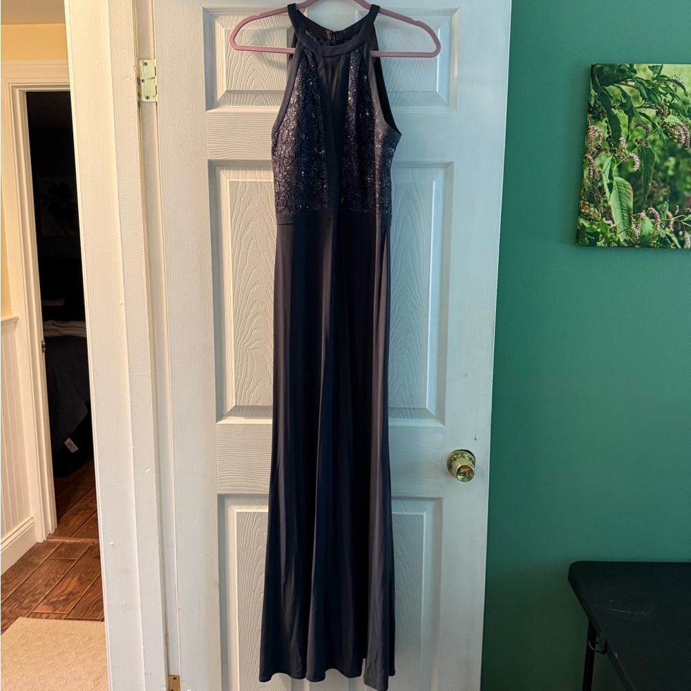 Night Way Collections Grey Sequin Gown